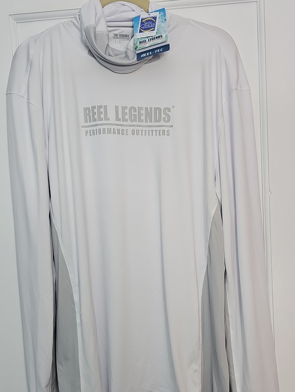 Reel Legends White Men’s Long-Sleeve Performance Hoodie